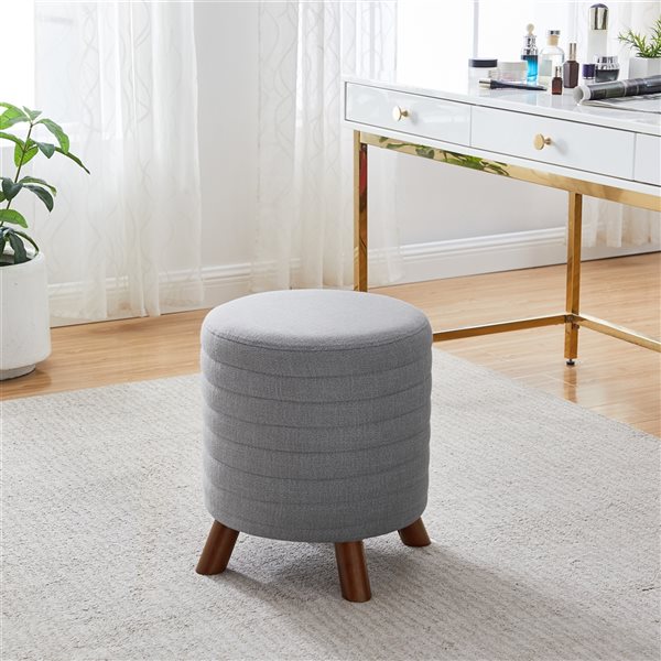 HOMCOM 16” Cube Modern Linen Fabric Pouf Footrest Ottoman - Grey