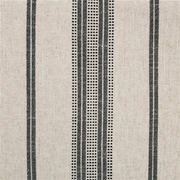 Linon Home Decor Langley Accent Stool Neutral and Black Striped 17-in