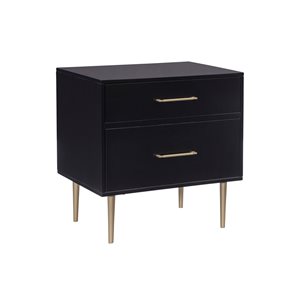 Linon Home Decor Gingrich Nightstand 2-Drawer Black 25.75-in