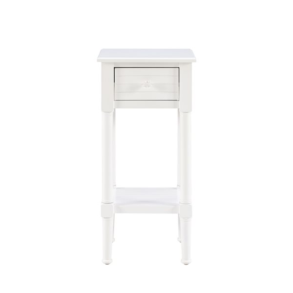 Linon Home Decor Strother End Table White 1-Drawer 29.5-in x 14-in
