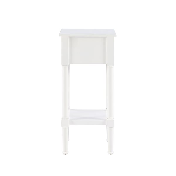 Linon Home Decor Strother End Table White 1-Drawer 29.5-in x 14-in