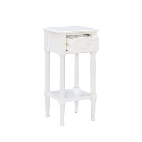 Linon Home Decor Strother End Table White 1-Drawer 29.5-in x 14-in