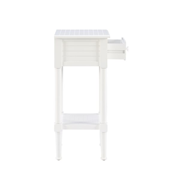 Linon Home Decor Strother End Table White 1-Drawer 29.5-in x 14-in