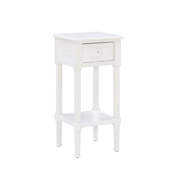 Linon Home Decor Strother End Table White 1-Drawer 29.5-in x 14-in