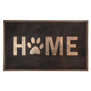 Northlight Gold Finish Home with Paw Print Rubber Doormat 18-in x 30-in