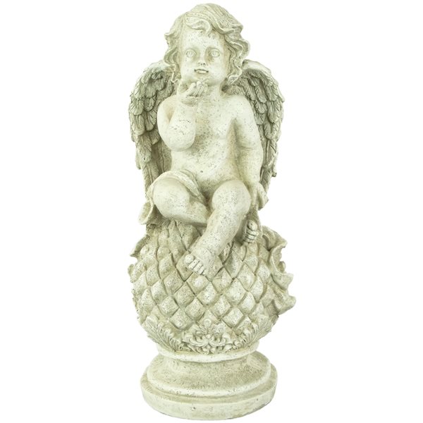 Northlight Cherub Angel Sitting On Finial Outdoor Garden Statue 