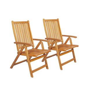 Northlight Brown Acacia Folding Chairs Outdoor Patio Furniture 42-in Set of 2