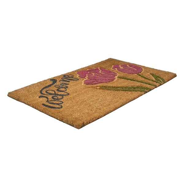 Northlight Natural Coir Floral Rectangular Doormat 18in