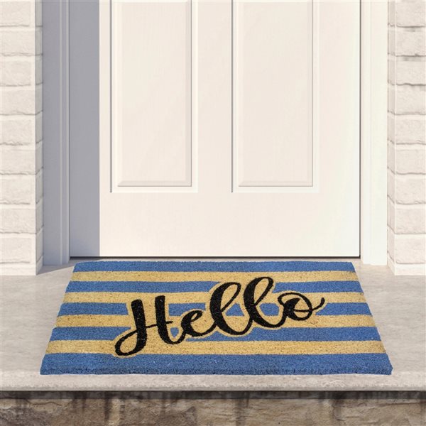 Northlight Natural Coir inHelloin Outdoor Rectangular Doormat 18in x