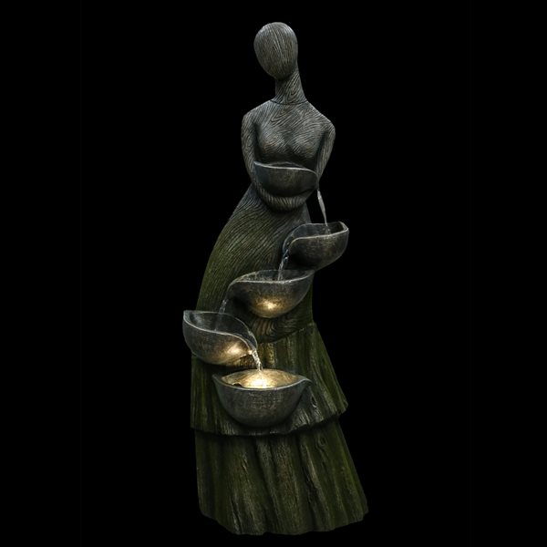 Northlight Lighted Modern Faceless Woman Tiered Outdoor Garden Water Fountain 39-in