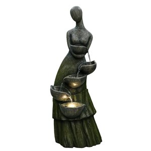 Northlight Lighted Modern Faceless Woman Tiered Outdoor Garden Water Fountain 39-in