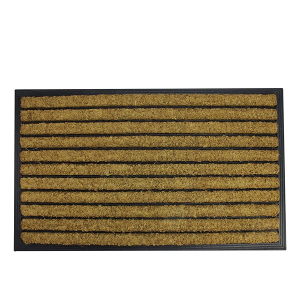 Northlight Black and Brown Striped Non-Skid Rectangular Doormat 17.75-in x 29.5-in