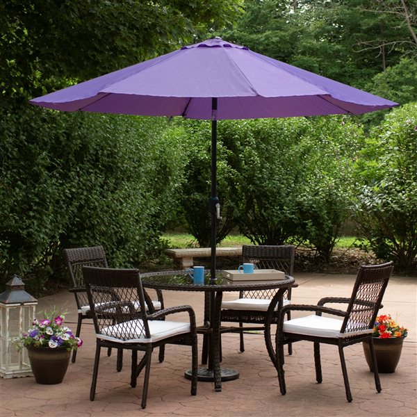 Northlight Patio Market Umbrella with Hand Crank and Tilt  Purple