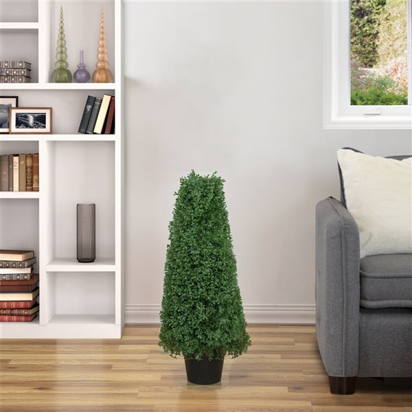 Northlight 30-In Artificial Boxwood Cone Topiary Tree with Round Pot  Unlit