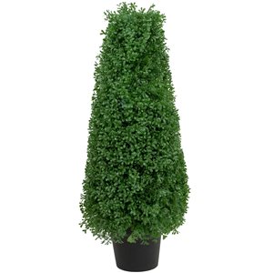 Northlight 30-In Artificial Boxwood Cone Topiary Tree with Round Pot  Unlit