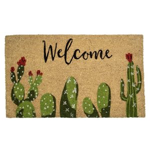 Northlight Natural Coir Tropical Cactus Rectangular -inWelcome-in Doormat 18-in x 30-in