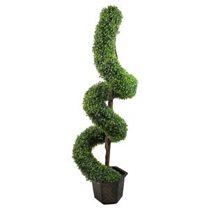 Northlight 56-In Potted Two-Tone Artificial Boxwood Spiral Topiary Tree
