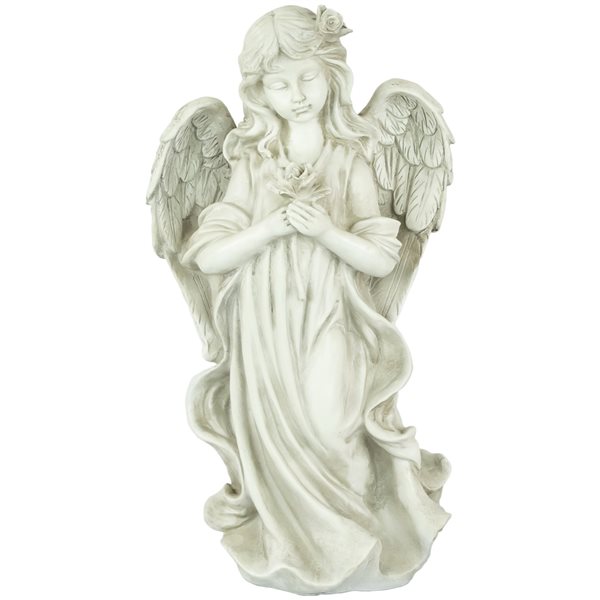 Northlight Peaceful Angel Holding a Rose Outdoor Garden Statue 33377759 ...