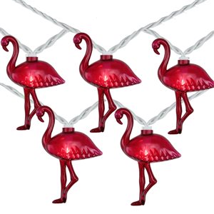 Northlight 10-Count Pink Flamingo Summer Patio String Light Set  7.25ft White Wire