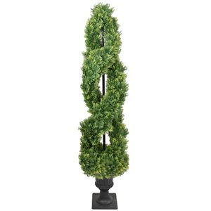 Northlight 4.5 ft Cedar Double Spiral Topiary Tree in Urn Style Pot