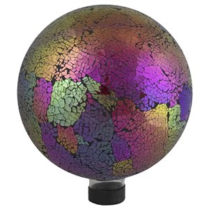 Northlight Pink Iridescent Mosaic Reflective Glass Outdoor Garden Gazing Ball 10-in