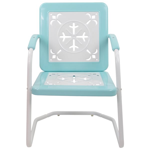 Northlight 35-in Square Outdoor Retro Tulip Armchair  Blue and White