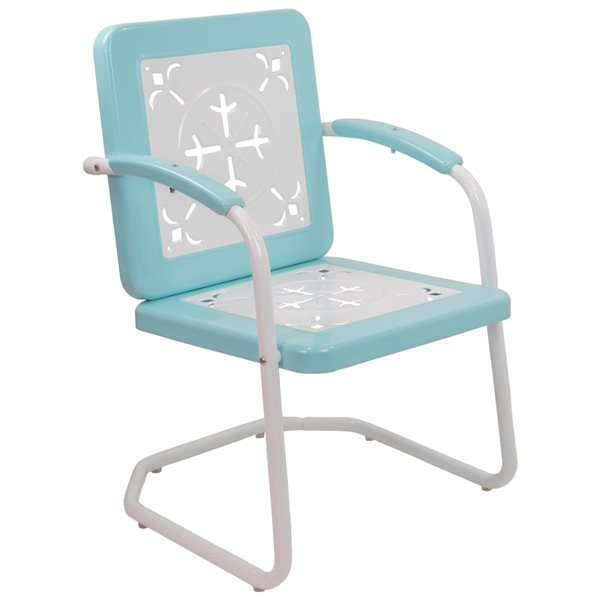 Northlight 35-in Square Outdoor Retro Tulip Armchair  Blue and White