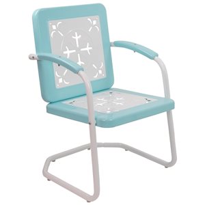 Northlight 35-in Square Outdoor Retro Tulip Armchair  Blue and White