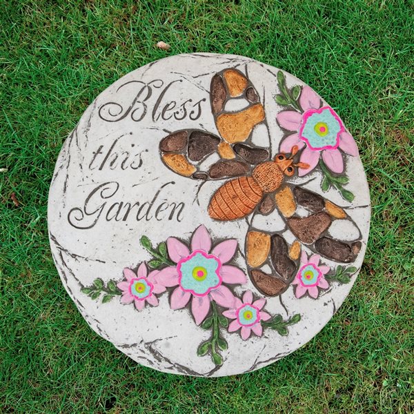 Northlight 10-in Bless this Garden Outdoor Floral Garden Stone