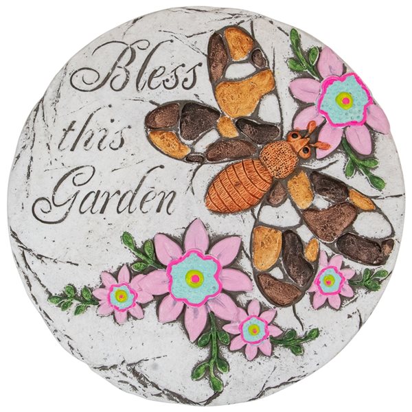 Northlight 10-in Bless this Garden Outdoor Floral Garden Stone