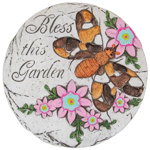 Northlight 10-in Bless this Garden Outdoor Floral Garden Stone