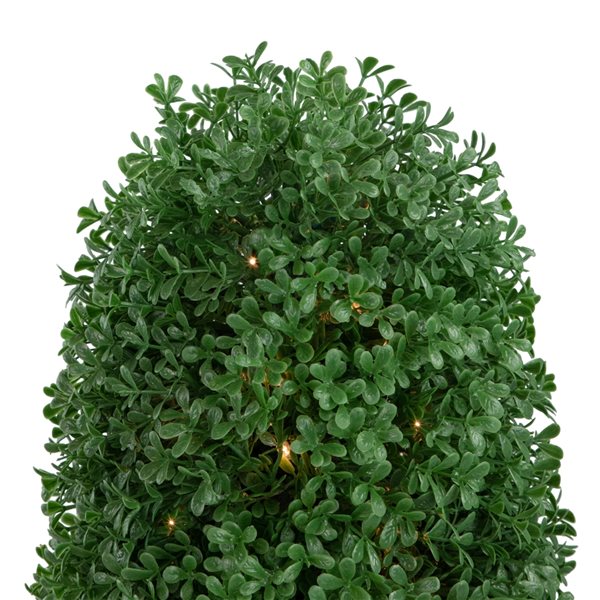 Northlight 18-In Pre-Lit Artificial Boxwood Cone Topiary Tree with Round Pot