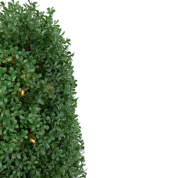 Northlight 18-In Pre-Lit Artificial Boxwood Cone Topiary Tree with Round Pot