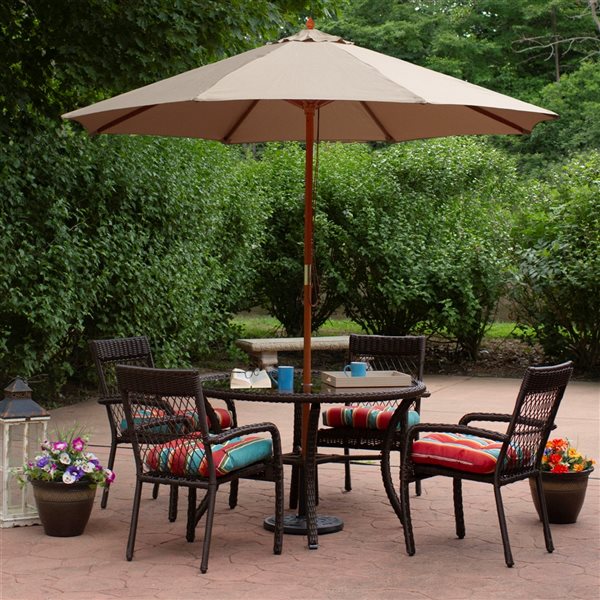 Northlight Patio Market Umbrella with Wooden Pole  Tan