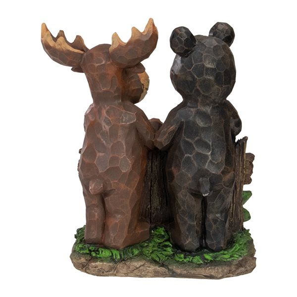 Northlight Black Bear and Moose "Welcome" Outdoor Garden Statue