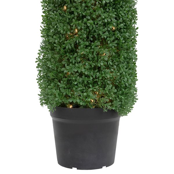 Northlight 4 ft Pre-Lit Artificial Boxwood Cone Topiary Tree with Pot