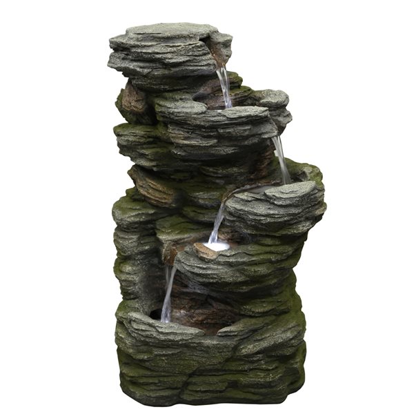 Northlight Gray Lighted 5 Tier Outdoor Garden Water Fountain 24 25 In   331068991 MainImage 001 L 