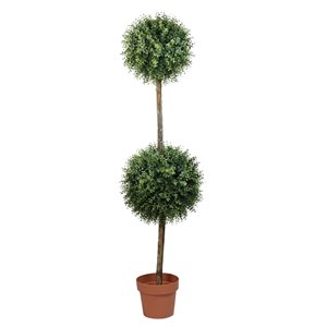 Northlight 4.5 ft Potted Two-Tone Artificial Boxwood Double Ball Topiary Tree - Unlit