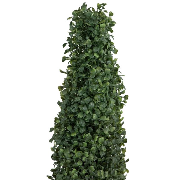 Northlight 4 ft Artificial Two-Tone Boxwood Pyramid Topiary Tree with Round Pot  Unlit
