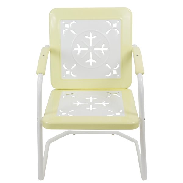 Northlight 35-in Square Outdoor Retro Tulip Armchair  Yellow and White