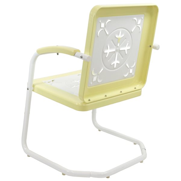 Northlight 35-in Square Outdoor Retro Tulip Armchair  Yellow and White