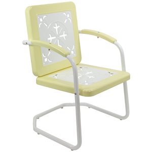 Northlight 35-in Square Outdoor Retro Tulip Armchair  Yellow and White