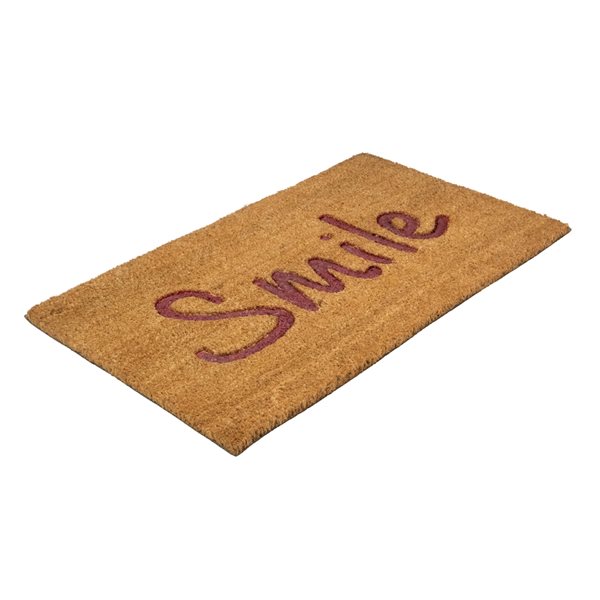 Northlight Natural Coir Smile Outdoor Rectangular Doormat 18in x 30in