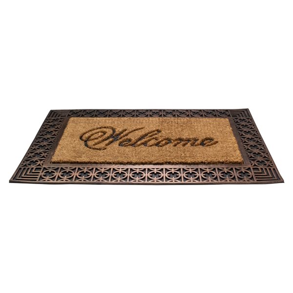 Northlight Gold and Natural Coir Rectangular Welcome Doormat 23-in x 35-in