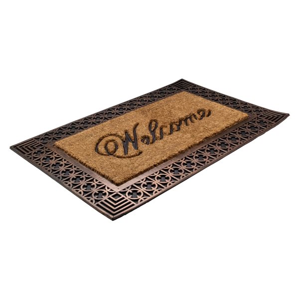 Northlight Gold and Natural Coir Rectangular Welcome Doormat 23-in x 35-in