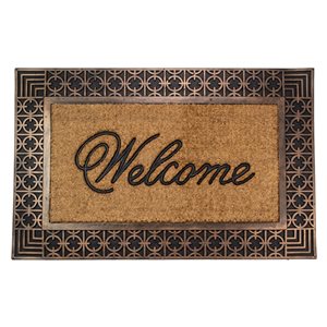 Northlight Gold and Natural Coir Rectangular Welcome Doormat 23-in x 35-in