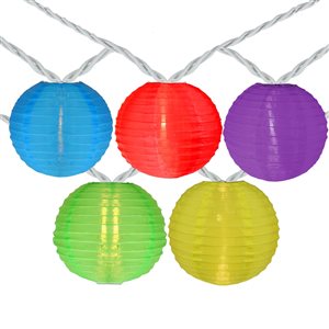 Northlight 10-Count Multi-Color Round Lantern Patio String Light Set  7.25ft. White Wire