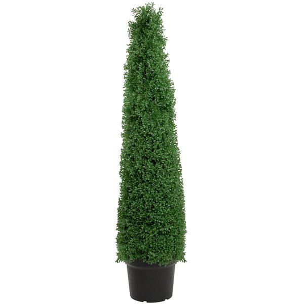 Northlight 4 ft Artificial Boxwood Cone Topiary Tree with Pot Unlit