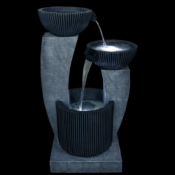 Northlight Lighted Blue Modern Tiered Outdoor Garden Water Fountain 32-in