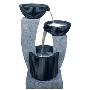 Northlight Lighted Blue Modern Tiered Outdoor Garden Water Fountain 32-in